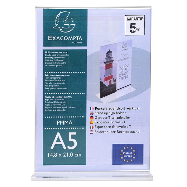 Exacompta 85158D Brochure Holder DIN A5 Portrait Format Shockproof Acrylic
