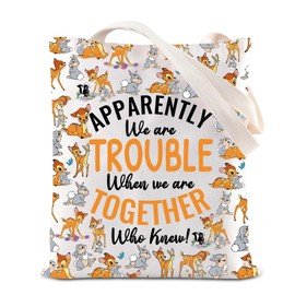 FOTAP Bambi and Thumper Tote Bag Cartoon Movie Characters Gift Deer Bambi Fans Gifts Bunny Lover Handle Bag WDW Fans Gift (Bambi Thumper UK2)