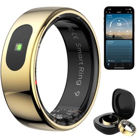 Weyrinice Smart Ring for Women & Men - Touch Control Health Tracker with Skin Temperature Monitoring, Sleep, Step & Exercise Tracking, Music & Video Control (Gold, 9)
