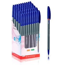 Cello Office Blue Pens | Pack of 50 - Medium Tip Ball Pen Fluent Super Smooth Writing Blue Biro Ballpoint Pens