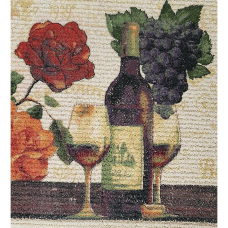Mainstays TEXTURED PRINTED KITCHEN RUG/MAT (18"x30") WINE,ROSE FLOWERS & GRAPES,
