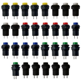 30 Pieces Mini Instantaneous Push Button Switch, Current Pressure Switch, 12Mm Push Button Switch, Circular Print Button (6 Colors).