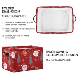 Bolaz Large Storage Basket Christmas Tree Santa Claus Reindeer Foldable Storage Box Organizer Bins with Handles for Bedroom Home Office