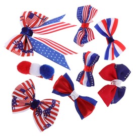 Mikinona 8pcs American Flag Hairpin Memorial Day Hair Bows Independence Day Large Bow Single Hair Clips Bow Hair Clip Patriotic Accessories for Women Independence Day Hair Bow Clips