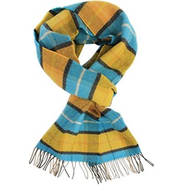 Rotfuchs Winter Scarf & Warm Checked Fashionable Multiple Colours Wool Made in Germany, Turquoise yellow