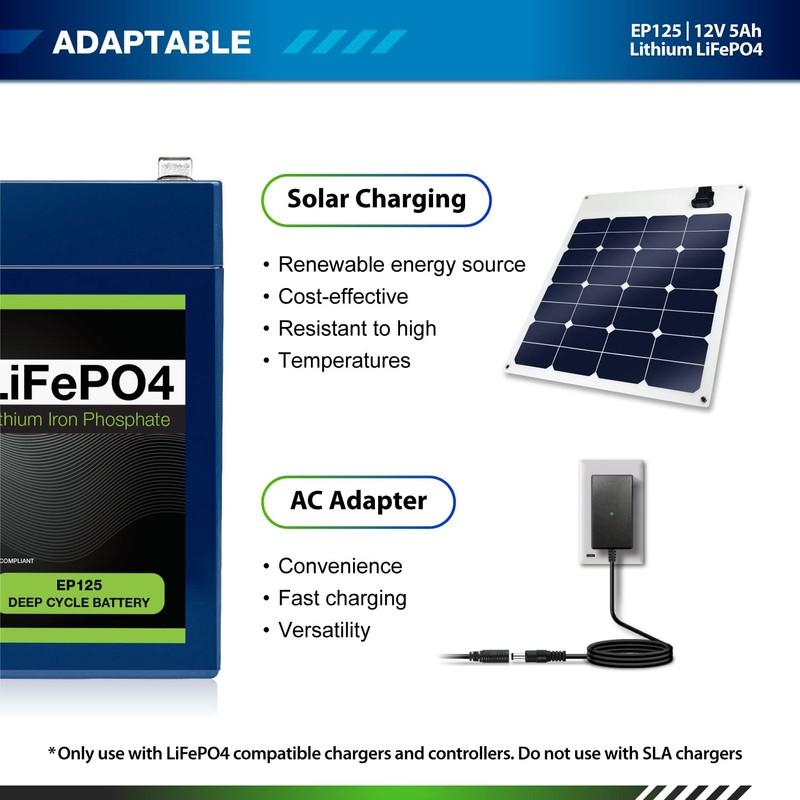 2 Pack ExpertPower 12V 5Ah Lithium LiFePO4 Deep Cycle Rechargeable