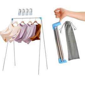 Portable Garment Rack, Compact Folding Clothes Drying Rack, Mini Clothing Rack for Travel, Camping, RV, Dance Costume, Laundry Indoor, Outdoor (Regular)