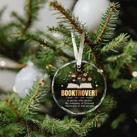 Booktrovert Definition Ornaments, Booktrovert Gifts, Book Club Gifts, for Book Lovers, Bookworms Gifts, Reading Book Christmas Glass Ornament for Home Decor 3"