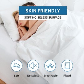 Yinlnpaul 100% Waterproof Queen Mattress Protector, Noiseless Fitted Sheet Mattress Pad Cover-Full