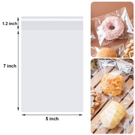 200 Pack Self Sealing Cellophane Treat Bags 5x7 Inches - Clear Resealable Self Adhesive Cookie Bag with Seal for Cookie Packaging Party Favor Gift Giving