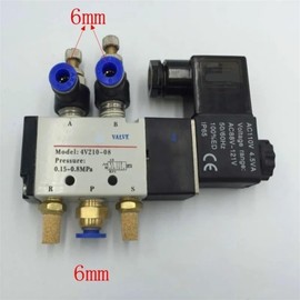 Pneumatic Flow Adjust Solenoid Valve 5Way 2 Position Air Gas Magnetic Valve 12V 24V 110V 220 Coil Volt 8mm Hose Quick Connection(6mm,DC24V)