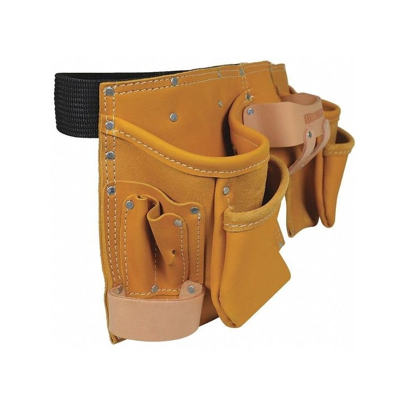 Westward 5MZL2 Carpenters Apron w/Belt, 12 Pkt, To 50 In
