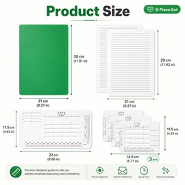 6 Pcs Plastic Straight Line Stencil Template, Clear Spacing Line Writing Calligraphy Stencils Measuring Ruler Template Envelope Journal Supplies with A4 Cushion, for Scrapbooking Lettering Drawing