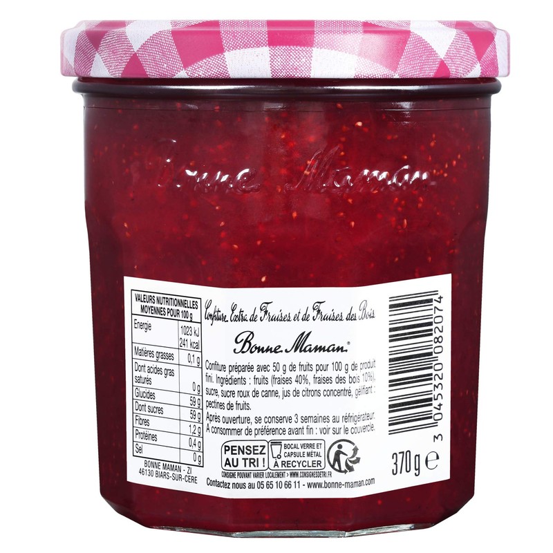 Bonne Maman Strawberry and Wild Strawberry Jam - Fraises des