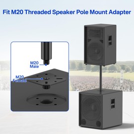 Aiweiwa Metal Speaker Mount Adapter with M20 Threading for DJ/PA Speakers Pole Adapter - 4.13"x4.13" Speaker Stand Top Hat with Screws for Easy to Install Speakers Stand Top Bracket, 1 Pack