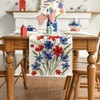 Artoid Mode Poppy Flowers Leaves 4th of July Table Runner,