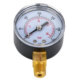 Air Gauge, Mechanical Pressure Gauge Water Pressure Gauge, 1/8inch BSPT Bottom(0-300psi, 0-20bar)