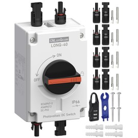 CNLONQ Solar PV Disconnect Switch 32 Amp DC1500V Rapid Shutoff Isolator Switch 1in 1out with Plug & Play Connector and IP66 Waterproof for Rooftop Solar Home Systems, RVs and Boats
