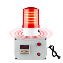 Cycle Timer Alarm with Flashing Light - 0-110dB Adjustable Siren, Automatic Repeat Timing for Industrial Safety, Facility Reminders, Workshops, Gyms, Kitchens, Laboratories (AC110V)