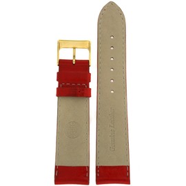 Watch Band Calfskin Leather Comfort Light Padded Red Gold-Tone Buckle Ladies 12 millimeters