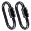 IEBUOBO 3/8 inch Stainless Steel Oval Quick Link Carabiner, 2 Pack M10 Black Quick Links Chain Connector, Heavy Duty Locking Carabiner for Outdoor Activities