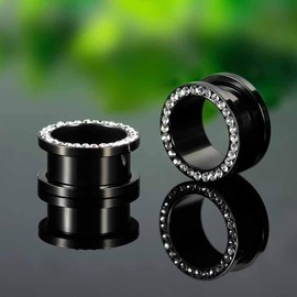 COOEAR Ear Tunnel Flesh Plugs, Piercing Expander Stretcher Earrings, Steel Gemstone, Women’s Jewellery, Customisable, Stainless Steel