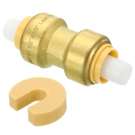 PATIKIL 1/2 X 1/2 Inch Push Plumbing Fitting, Brass Quick Straight Coupling Fittings Push to Connect Tube Fitting with Disconnect Tool for PEX PVC, Brass Color