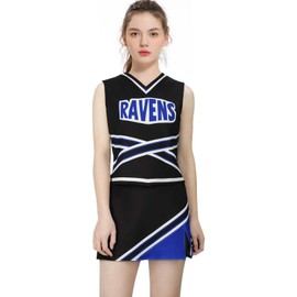 LIKUNGOU Women's Ravens Basketball Cheerleader Costume Cheerleading Uniform Varsity High School Cosplay Outfit Suit (M)