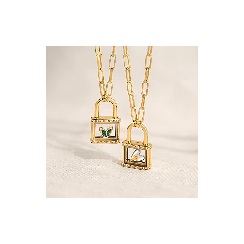 Origami Owl Gold Padlock Butterfly Living Locket Necklace with Crystals