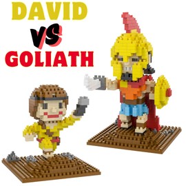 Jesus Series-Bundle David and Goliath, The Man Full of Faith & Giant Mini Figurine, Bible Story, Collectable Building Set for Aged 14+, Great Gift(285+515pcs/8x16x13.4cm), Red, Yellow