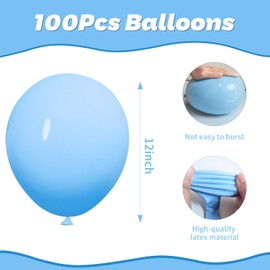 Yehnda Blue Balloons 100 Pcs 12 Inch Pastel Light Blue Latex Helium Birthday Baby Shower Gender Reveal Party Decorations