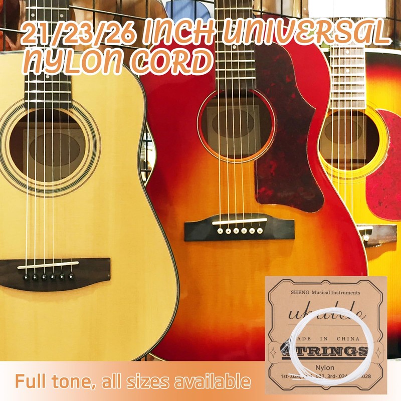 2 Sets Nylon Ukulele Strings with 4 Felt Picks White