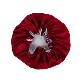 Gorro de seda para dormir, capó de seda reversible para mujer, capó de satén para dormir, capó largo para trenzas, Borgoña-plata, X-Small-4X-Large