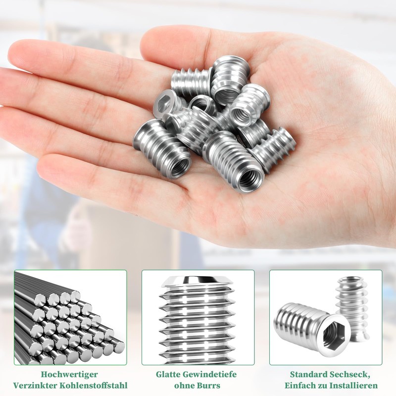 166 Pieces M6 M8 Threaded Insert for Wood Furniture Hex