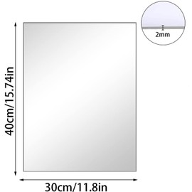 QEEYON 16 x 12'' Glass Wall Mirror Tile Self Adhesive Frameless High Clear Mirror Sheet Wall Decor for Bedroom, Living Room, Bathroom, Home Gym, Hallway, Door etc (1pcs)