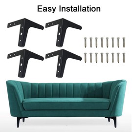 Kyuionty Set of 4 Furniture Legs 7 Inch, Modern Metal Furniture Sofa Legs for Cabinet Couch Sofa Table Cupboard, Triangle Furniture Feet DIY Replacement (Matte Black)
