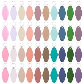 ktxaby 40Pcs Blank Hotel Keychain with Key Rings,Double-Sided Heat Transfer Keychains,Morandi Plastic Rhombus Keychain for DIY Sublimation Luggage Tag Label Craft(20 Colors)