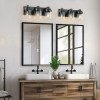 Matte Black 3-Light Bathroom Vanity Light Clear Glass Shade with