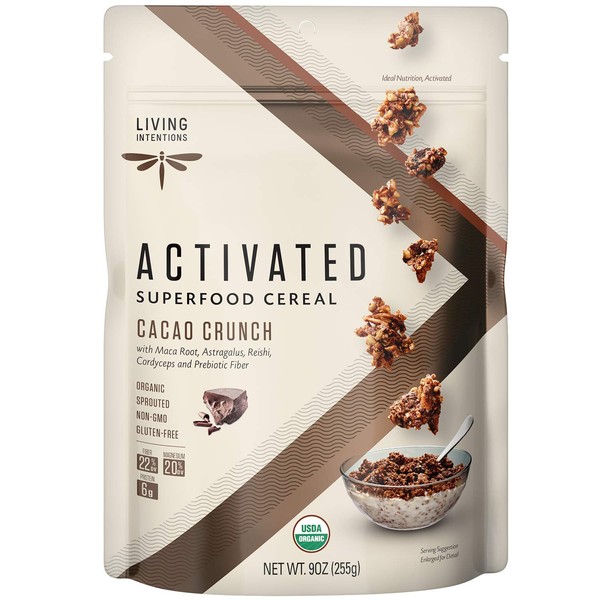 Living Intentions Organic Superfood Cereal – Cacao Crunch – NonGMO – Gluten Free – Vegan – Kosher – 9 Ounce Unit (1 Pack)