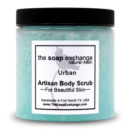 The Soap Exchange Sea Salt Body Scrub - Urban Scent - Hand Crafted 16 fl oz / 480 ml Natural Artisan Skin Care, Shea Butter, Exfoliate, Moisturize, & Protect. Made in the USA.