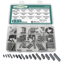 LUORNG 152PCS Double Round Head Flat Keyed Pin Assortment Set Keyway Combination Parallel Key Dark Grey 45 Carbon Steel Flat Keyed Pin Suitable for Automotive Repair and Mechanical Assembly