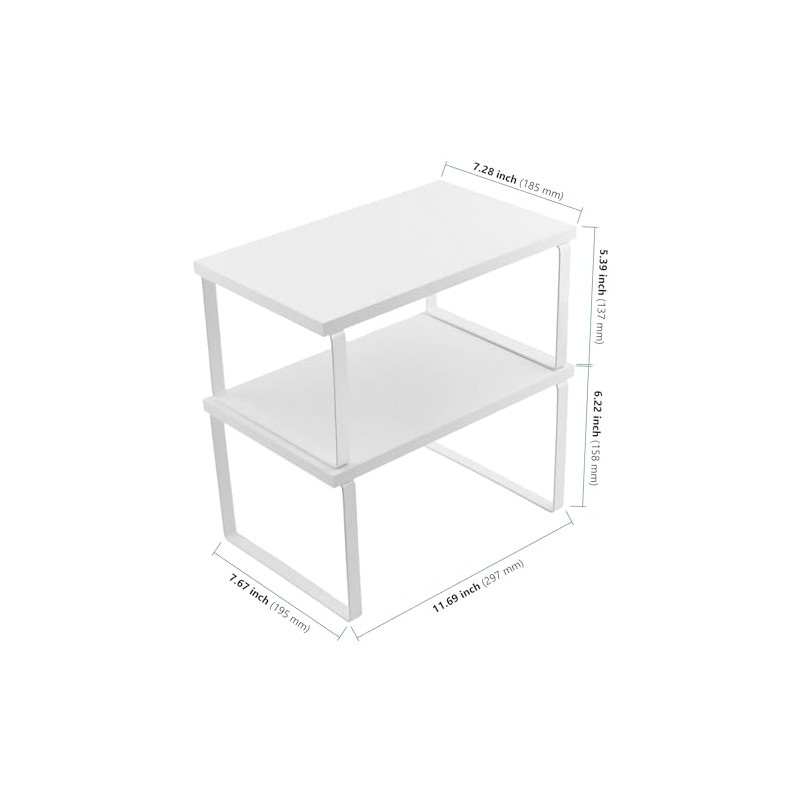 Spice Rack, Set of 4 White Cabinet Organisers, Kitchen, 29.7