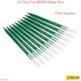 ZOFAX Feltra Felt Tips Colouring Pens, GREEN, Pack of 10, Draw Sketch Mark Write Felt Pens for Adults Kids Children, Felt Pens for Arts Crafts Activities, School Office Home, iZOFAX Black Ball Pen