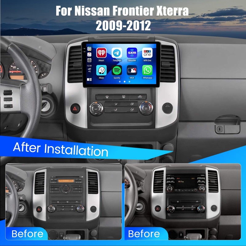 Hikity 4+64G Android 15 Car Stereo for Nissan Frontier/Xterra 2009-2012,