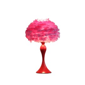 ORE HBL2666 Feather Aquina Glaze Red Metal Contour Glam Table Lamp, Medium Pink, 18.25"