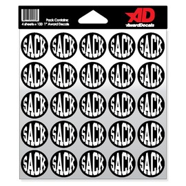Award Decals Sack Sticker Set (100 Decals) 1" The Original Award Decals Premium 20mil Thick Helmet Decals Made in The USA Since 1976