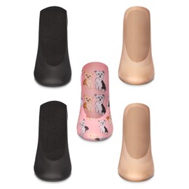MeMoi Women's 5 Pair Pack Dog Fine Edge No Show Liner Socks Pink Icing One Size