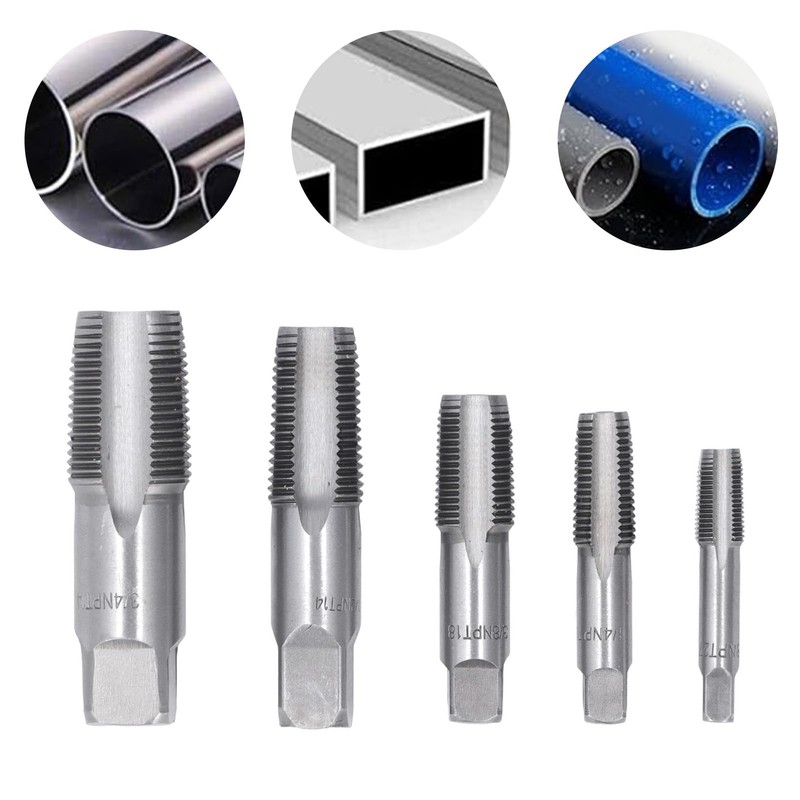 5 Piece NPT Pipe Tap Set, 3/4, 1/2, 3/8, 1/4,