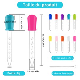 LBJFYHJN 10 Stück Silikontropfer, Pipetten Plastik mit Reinigungsbürste, 5ml Dripper Für Bonbonformen, Knete, DIY Bastelbedarf