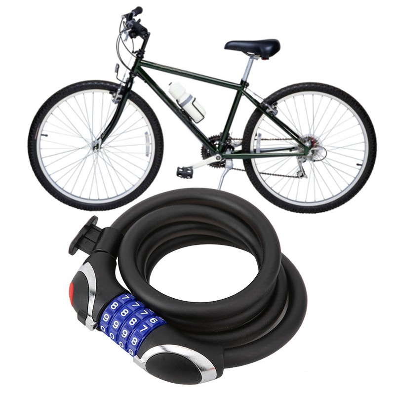 Bicycle Cycling Riding Steel Cable Lock Four digit Light Password
